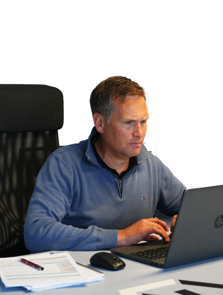 Lee Stunell working at his laptop